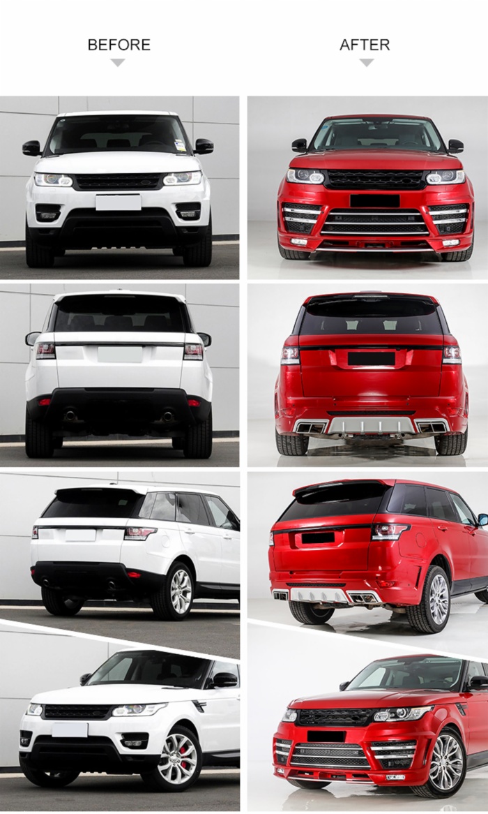 Body kits front rear bumper plate air-inlet grille DRL Case exhaust pipe for year 2014-2017 for Land Rover Range Rover SPORT